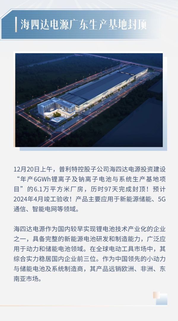企業(yè)動(dòng)態(tài) | 海四達(dá)電源廣東生產(chǎn)基地工廠封頂